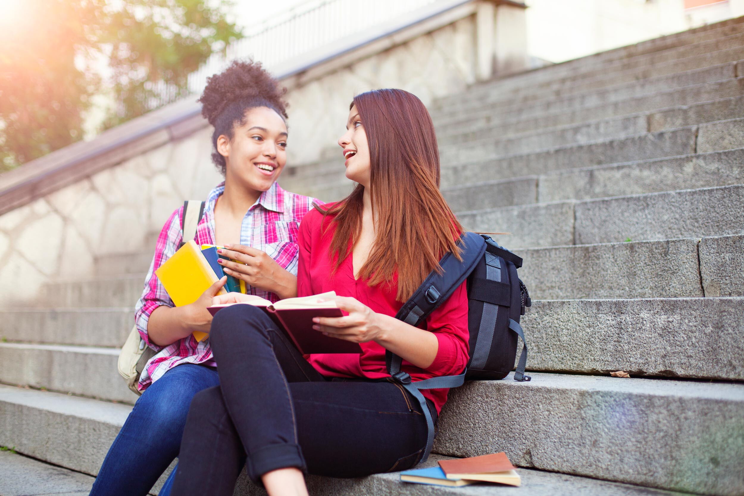 Two teenagers talking